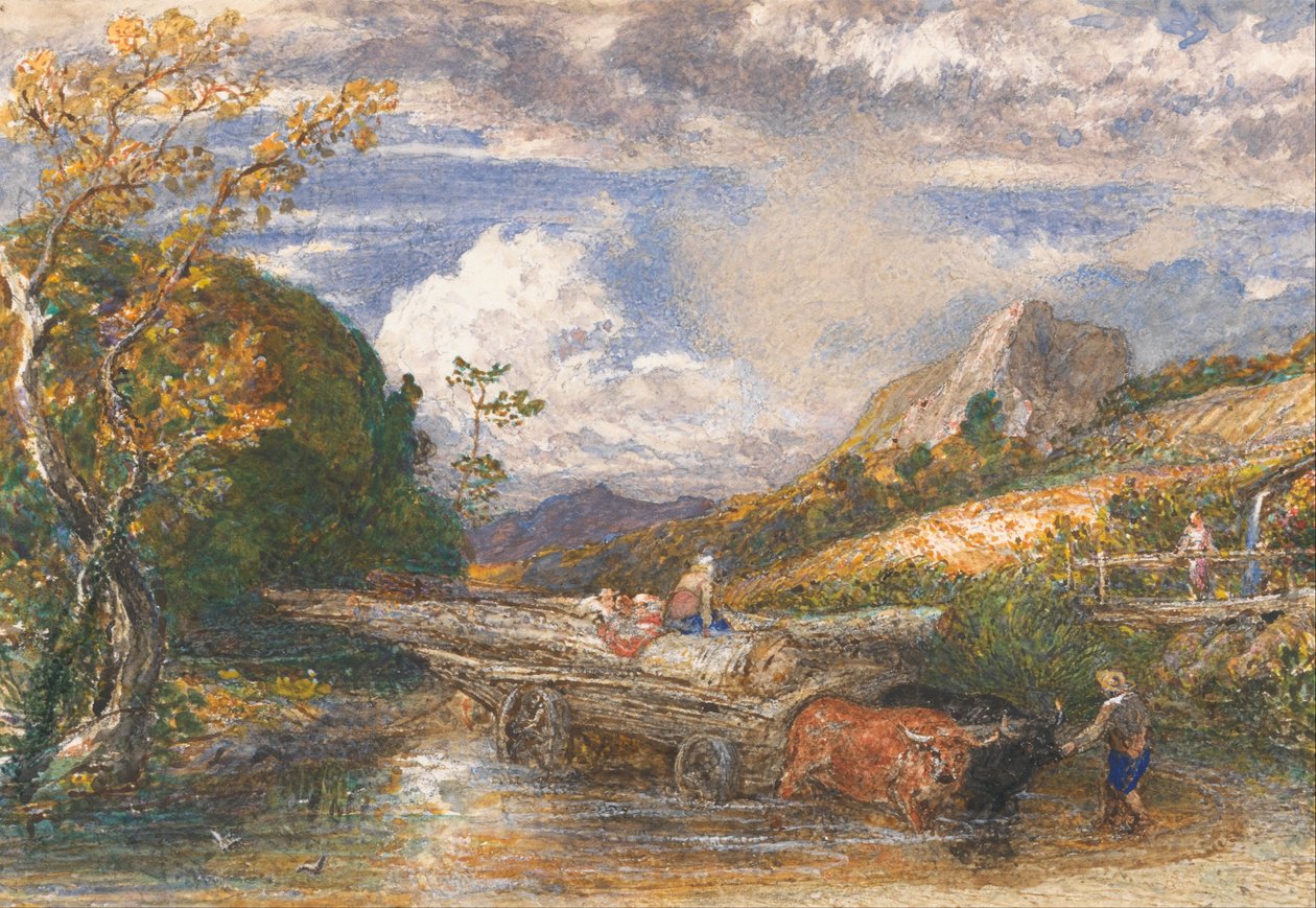 Dřevěný vůz překračující potok od Samuel Palmer