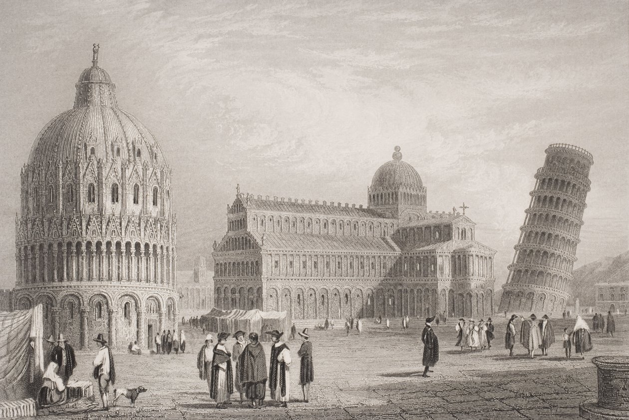 Pisa, rytý William Finden (1787-1852) od Samuel Prout