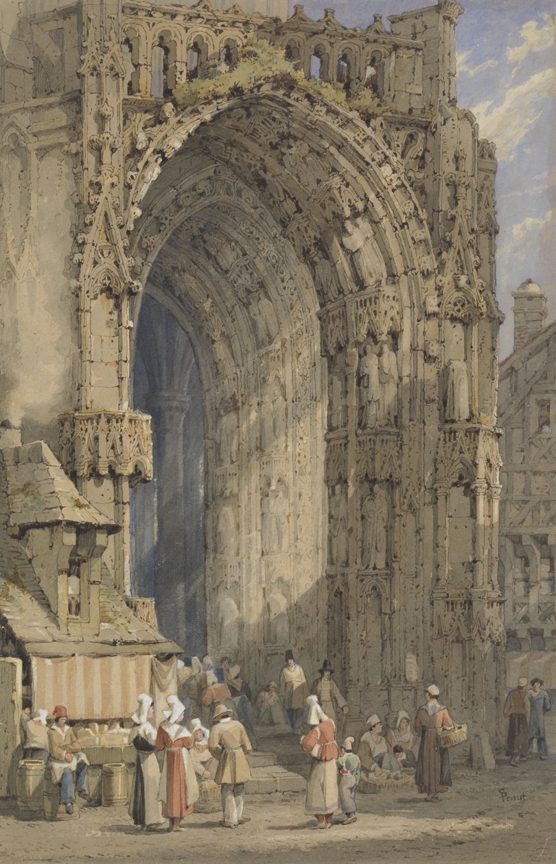 Kruchta, katedrála v Remeši, cca 1840 (čb, kvaš a tuš na papíře) od Samuel Prout