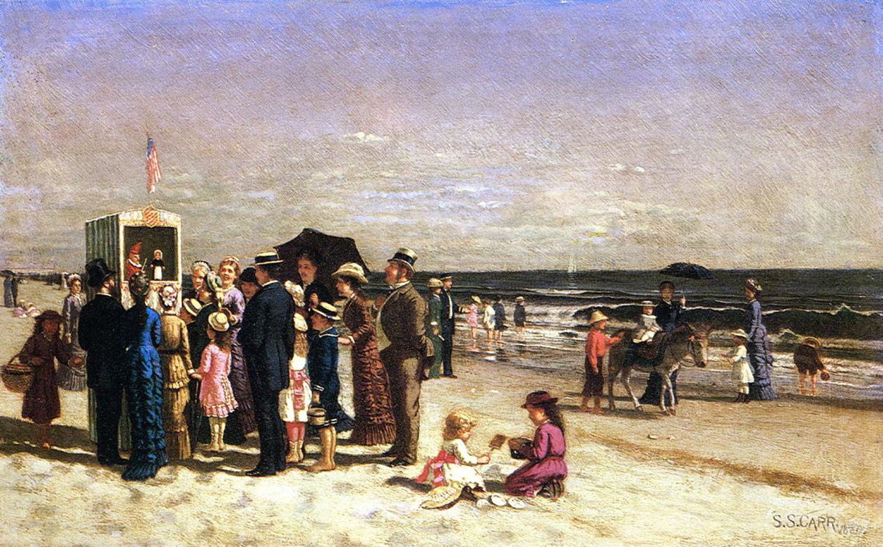 Punch und Judy na pláži, Coney Island, 1880 od Samuel S. Carr