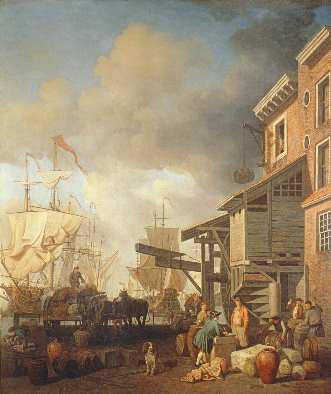 Přístaviště Thames Wharf, kolem 1750 od Samuel Scott