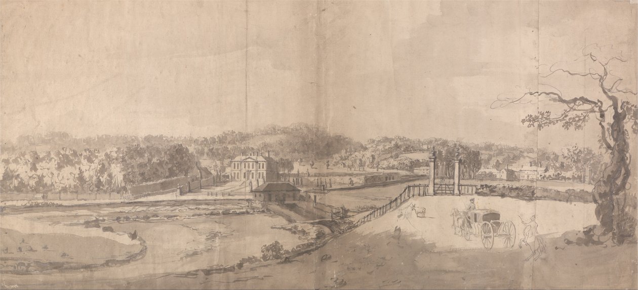 Pohled na panství v Eshott Hall, Yorkshire od Samuel Scott