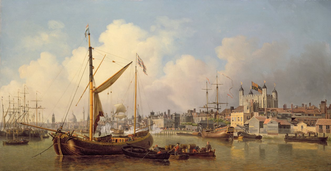Temže a Tower of London údajně na královské narozeniny, 1771 od Samuel Scott