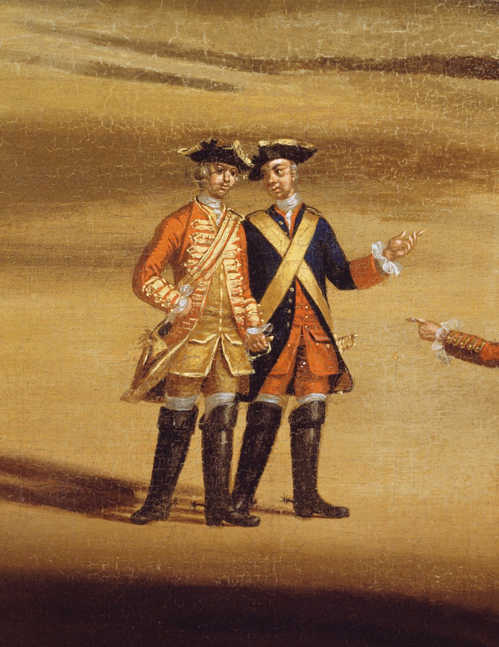 Dva důstojníci v rozhovoru, asi 1758 olej na plátně detail 237617 od Samuel Wale