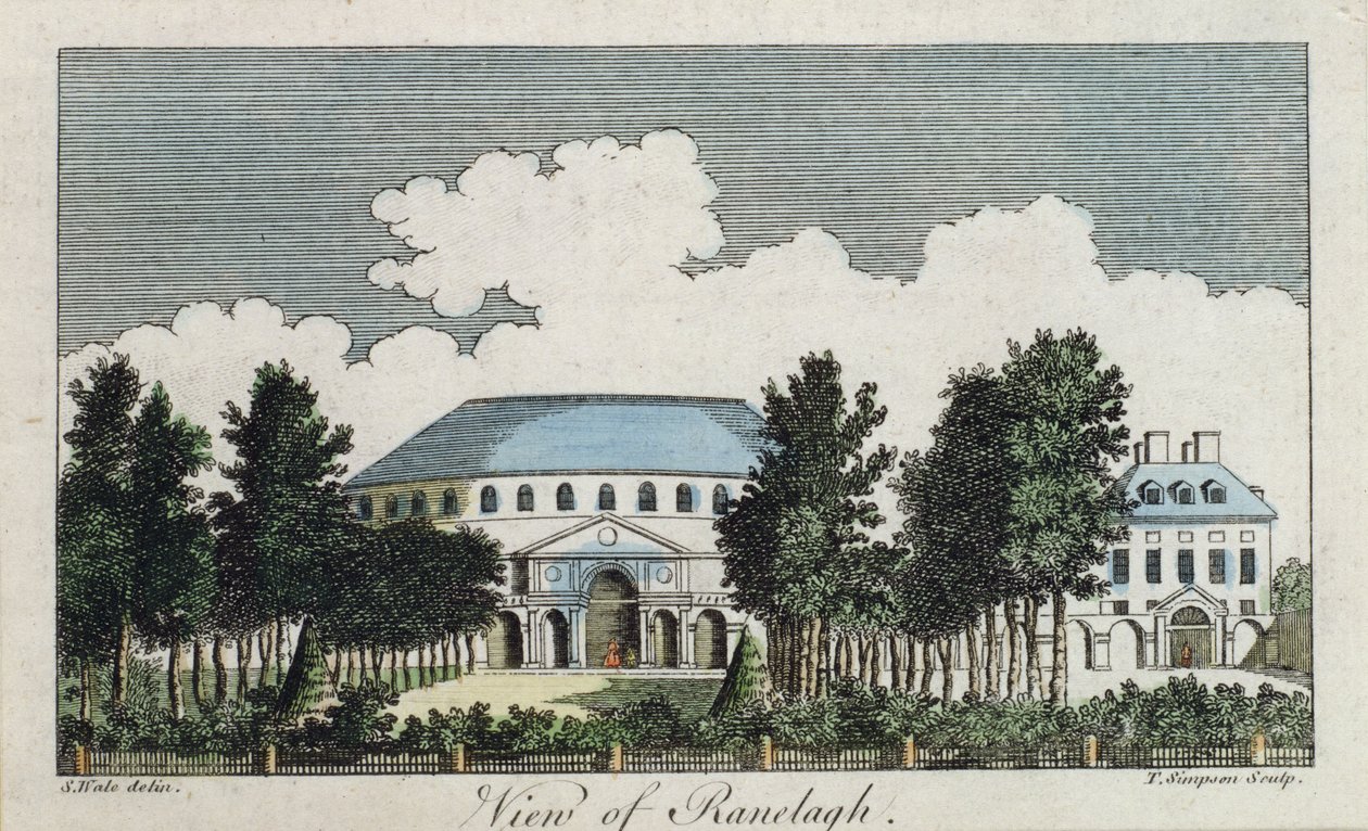 Pohled na Ranelagh (barevná rytina) od Samuel Wale