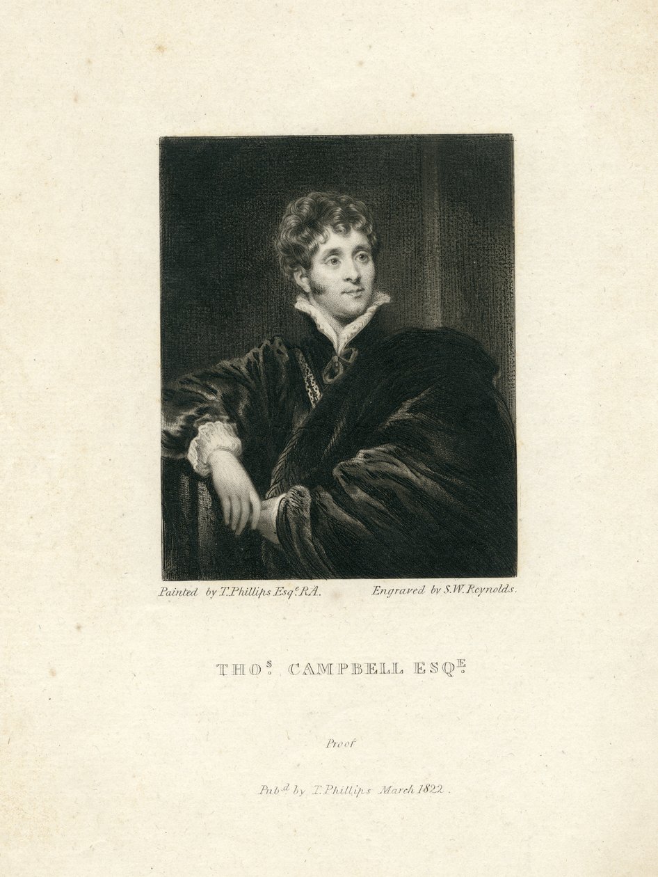 Thomas Campbell, 1818 (mezzotinta) od Samuel William I Reynolds