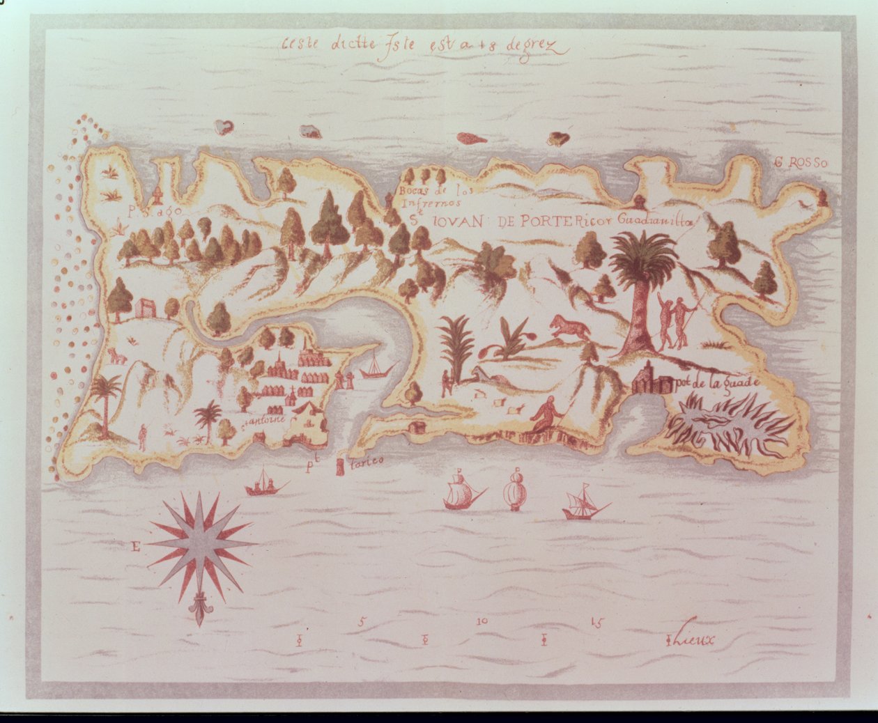 Mapa ostrova Puerto Rico, 1599 od Samuel de Champlain