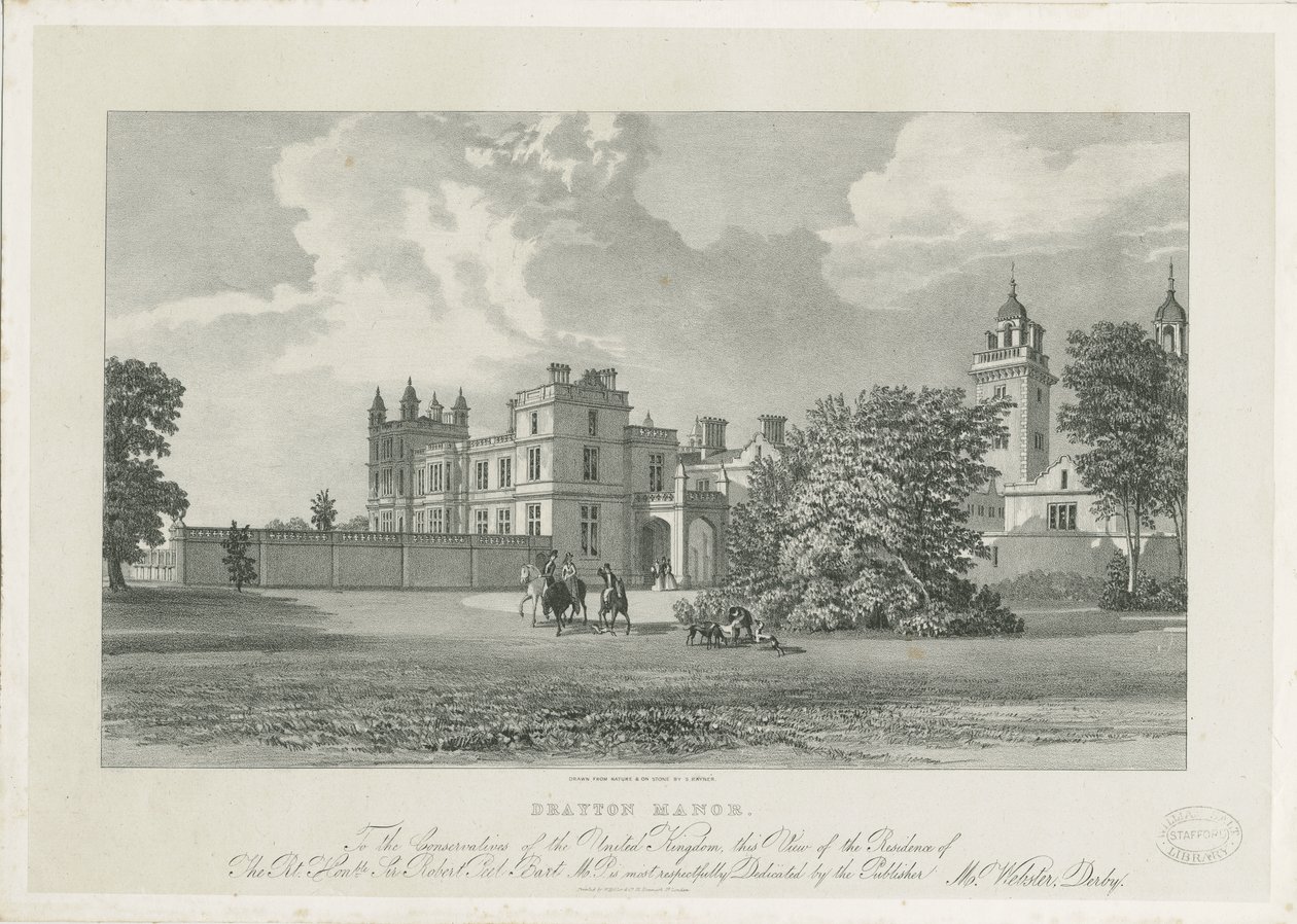 Drayton Bassett - "Drayton Manor": litografie a [~19. století] od Samuel A. Rayner