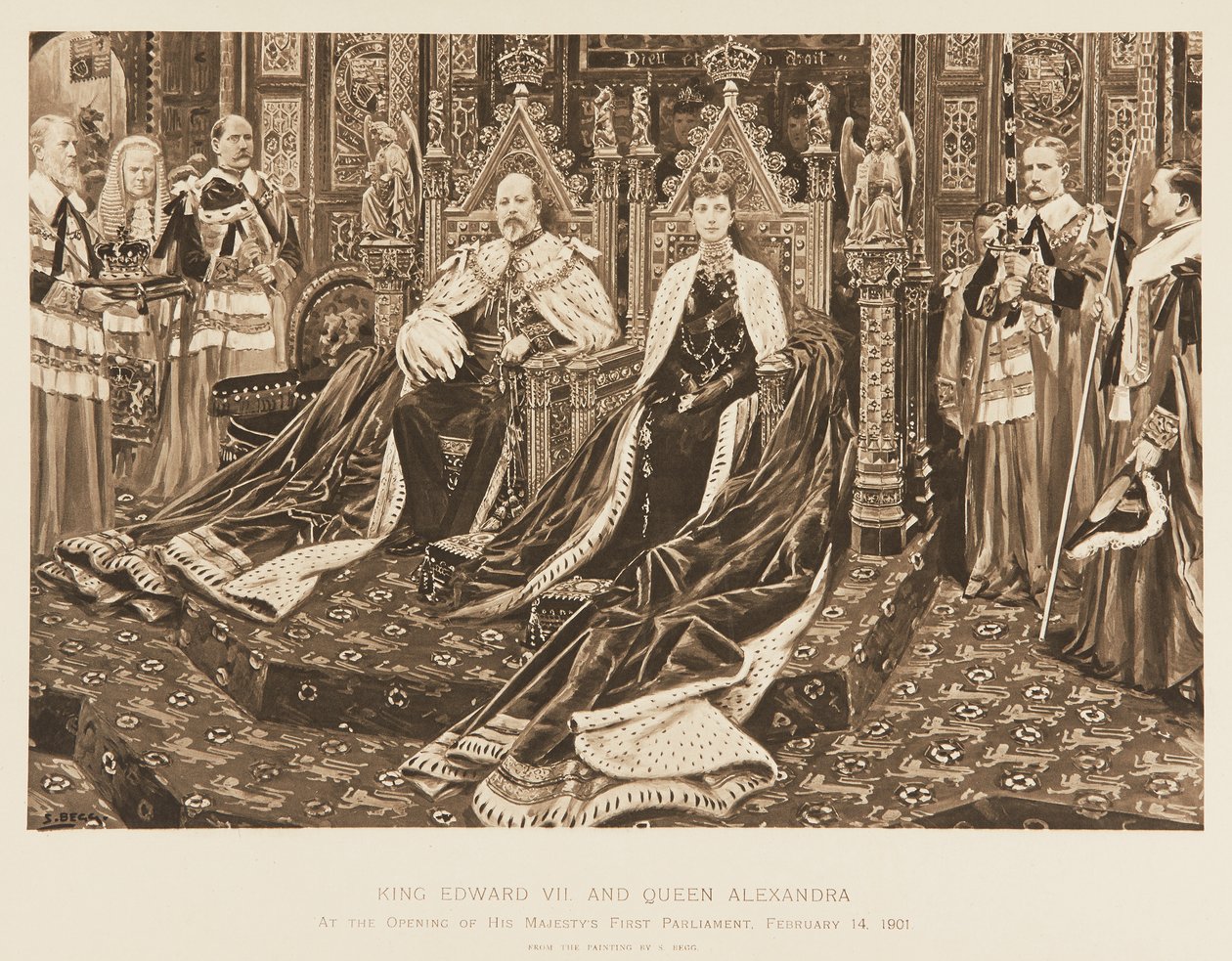 Král Edward VII a královna Alexandra v parlamentu od Samuel Begg