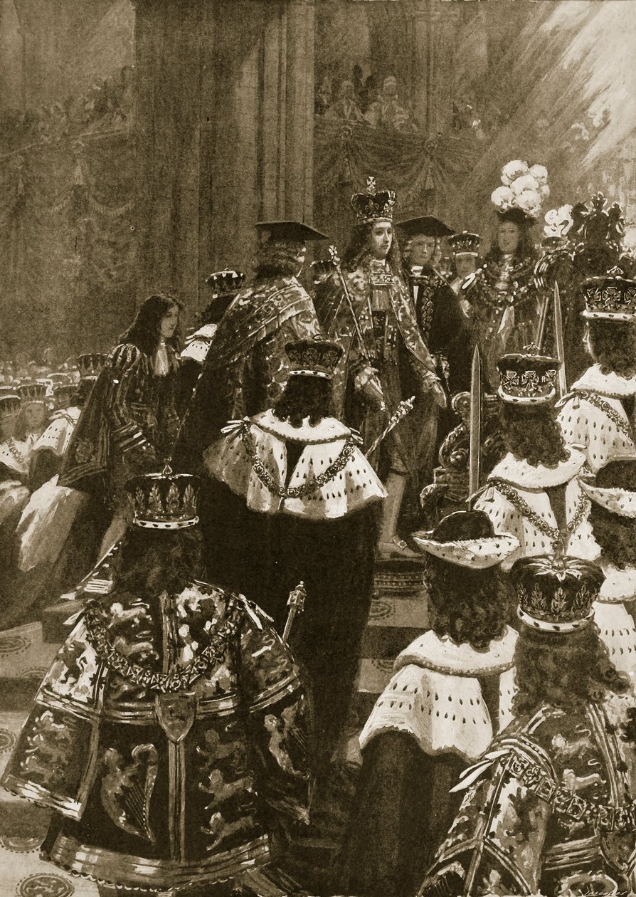 Intronizace při korunovaci Jiřího I., 20. října 1714, z „The Illustrated London News“, 1902 od Samuel Begg