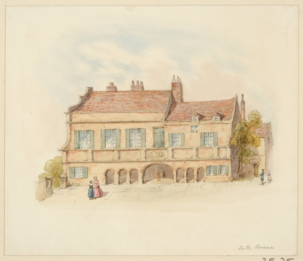 Forth House - Pohled zepředu (tužka a wc na papíře) od Samuel Bilston