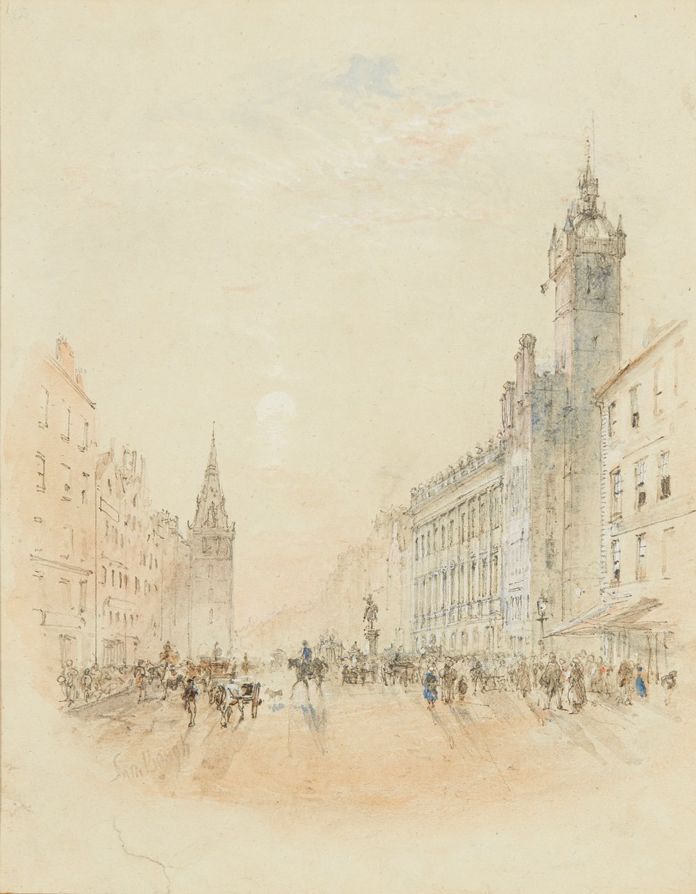 Trongate, Glasgow (tužka a akvarel) od Samuel Bough