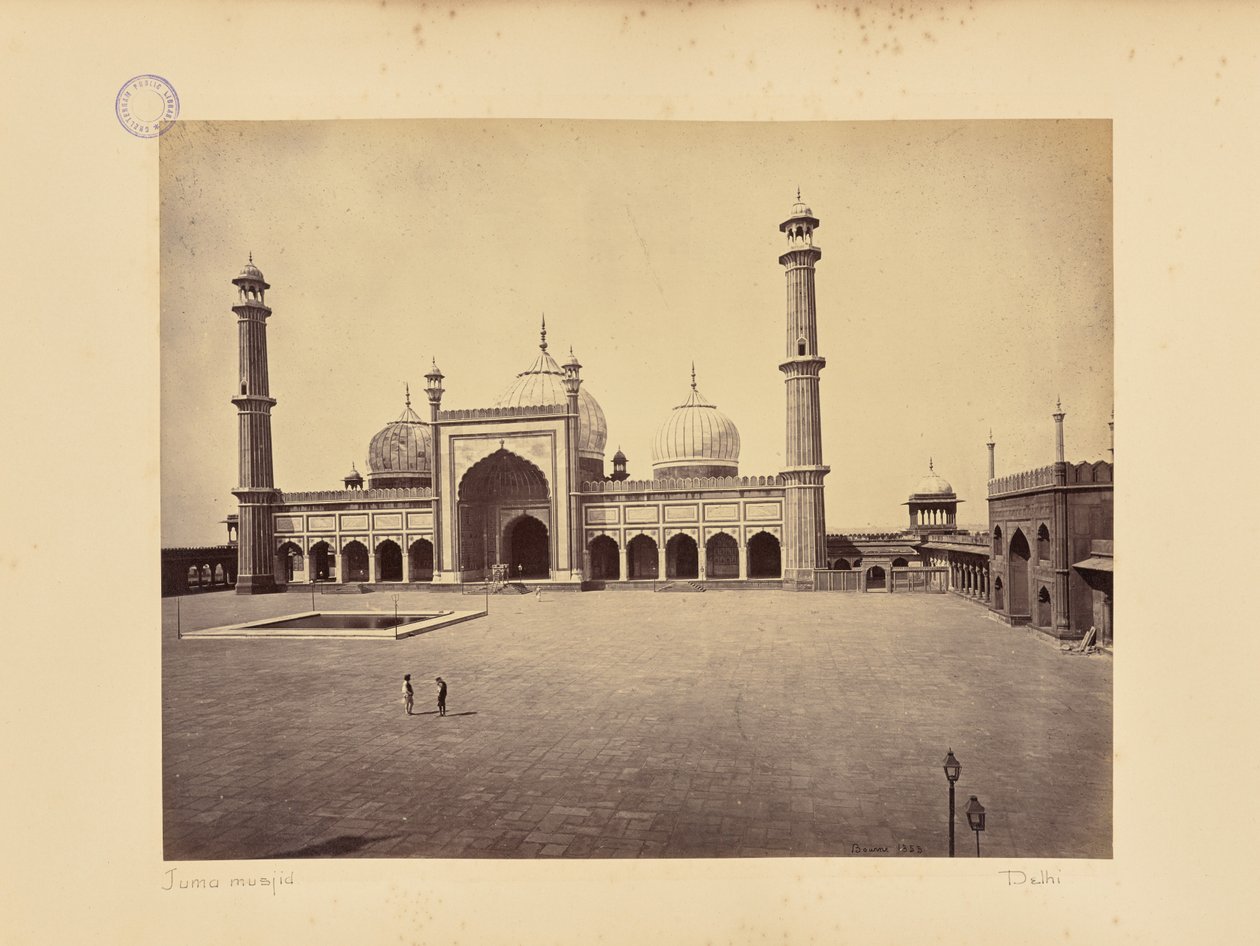 Dillí; Jumma Musjid, mešita a čtyřúhelné nádvoří od Samuel Bourne