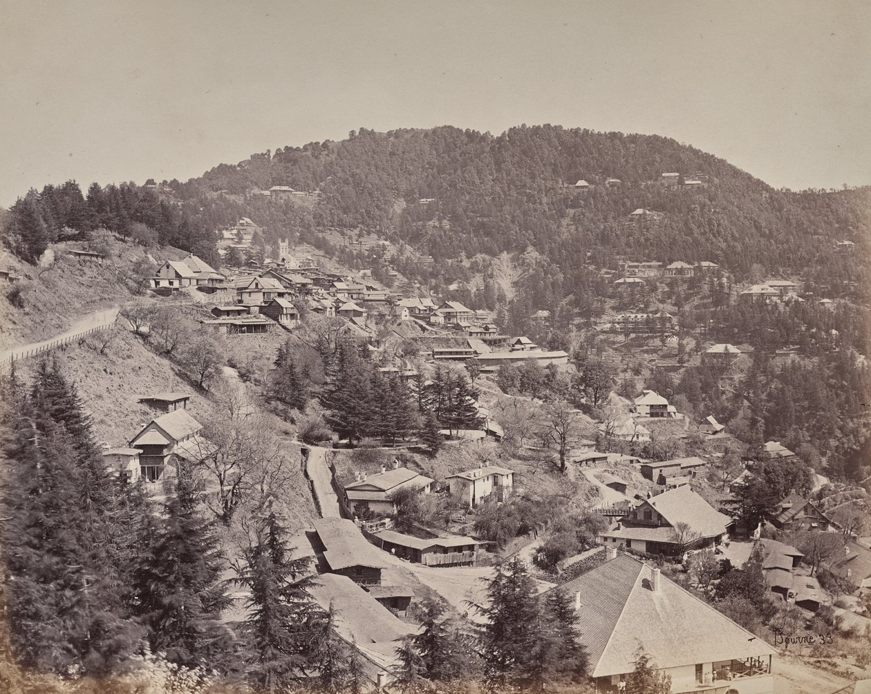 Shimla. Domy evropských obyvatel, pohled na východ od Samuel Bourne