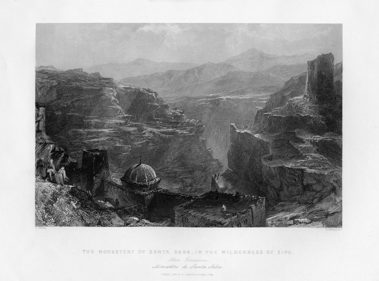 Klášter Santa Saba Mar Saba, Izrael, 1841. od Samuel Bradshaw