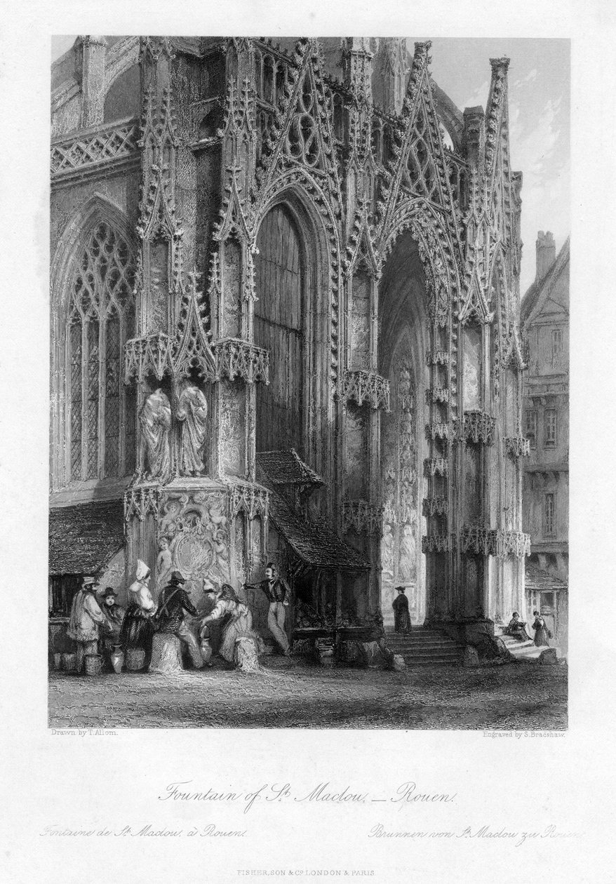 Fontána St Maclou, Rouen, Francie, 19. století. od Samuel Bradshaw