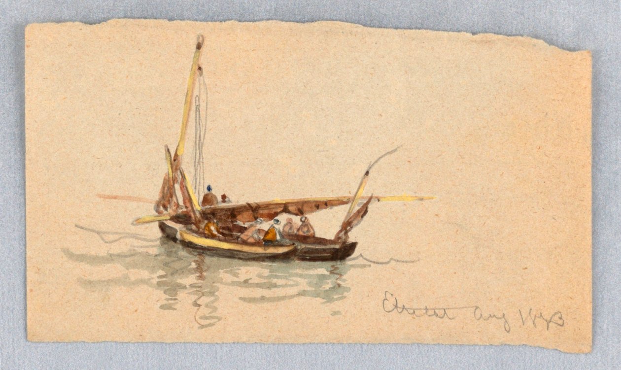 Lodě v Étretat od Samuel Colman