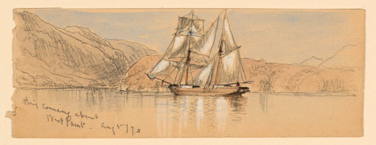 Brig se blíží, West Point od Samuel Colman