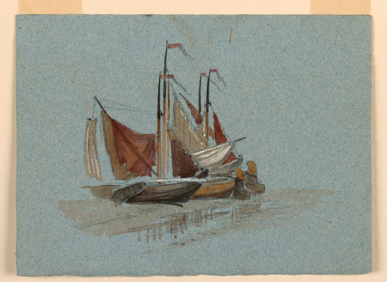 Kreslení, náčrty. Rybářské plachetnice, 1872 od Samuel Colman