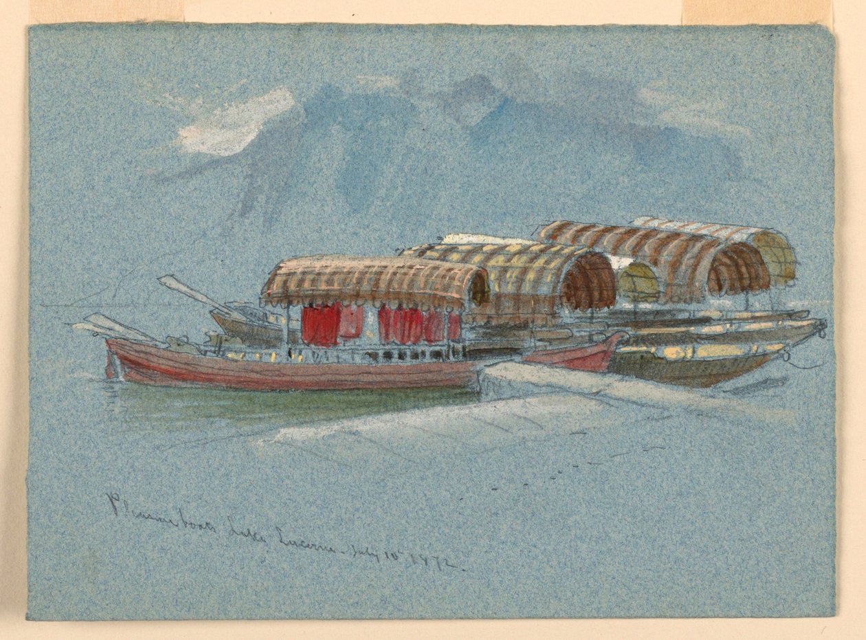 Kreslení, náčrty. Zábavní lodě, Lucernské jezero, Švýcarsko, 10. července 1872 od Samuel Colman