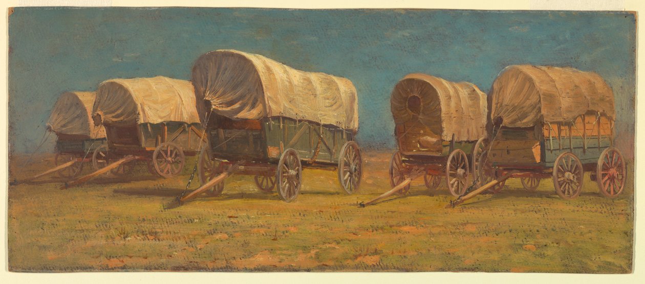 `Kresba, studie, kryté vozy, pravděpodobně 1871 od Samuel Colman