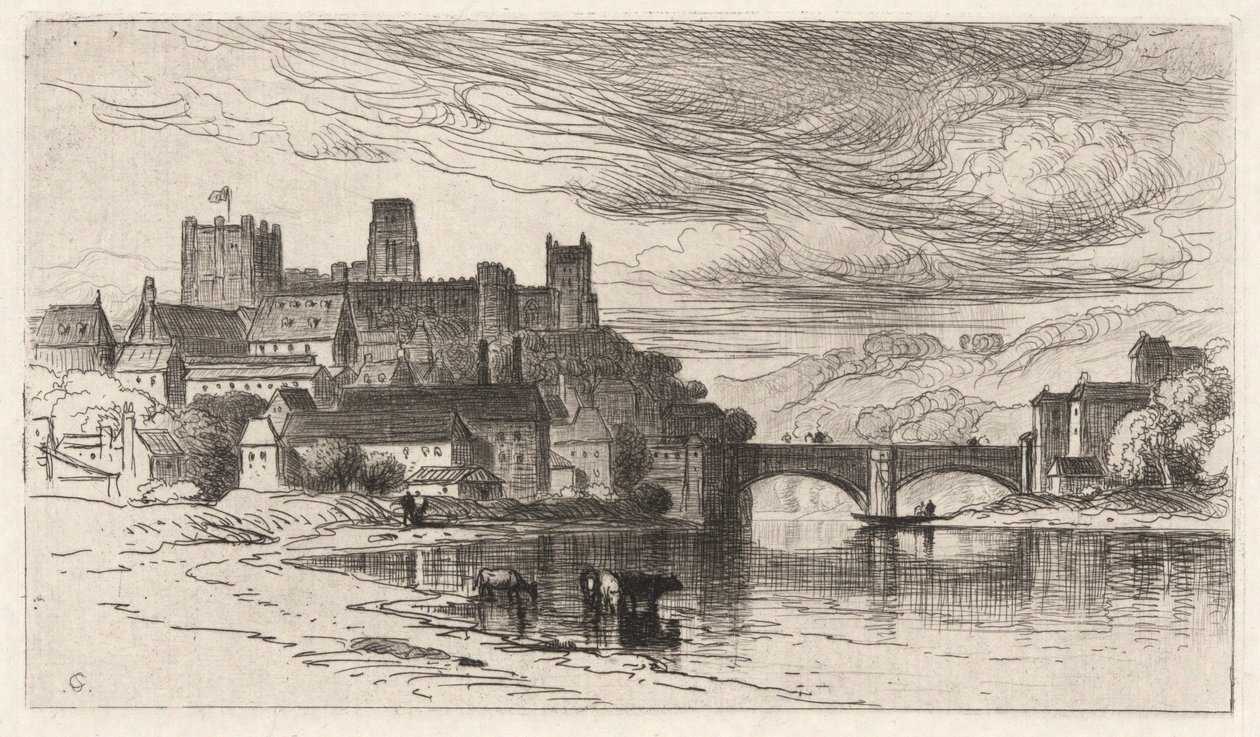 Durham, Anglie (The Splendor Falls on Castle Walls) od Samuel Colman