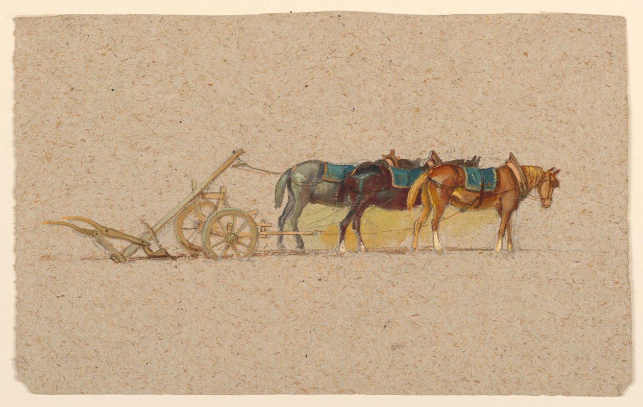 Studie o třech koních s pluhem, Francie od Samuel Colman