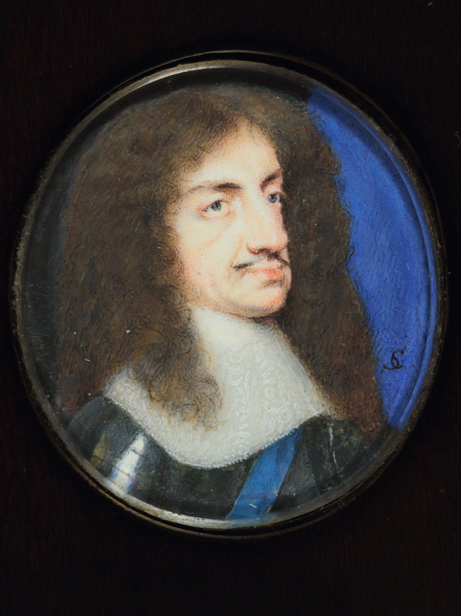 Karel II (akvarel na pergamenu) od Samuel Cooper