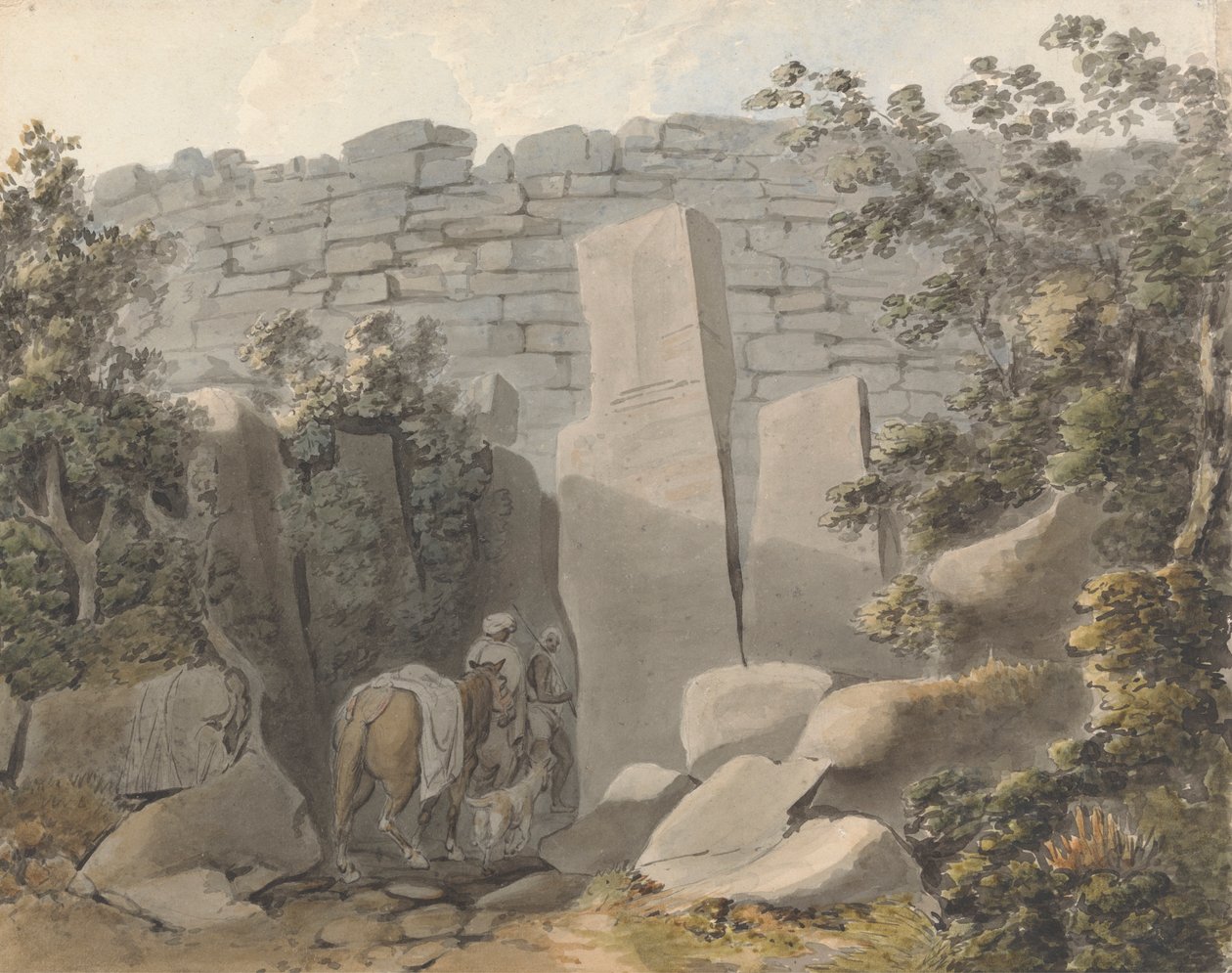 Domorodec a Jezdec by a Ruin od Samuel Davis