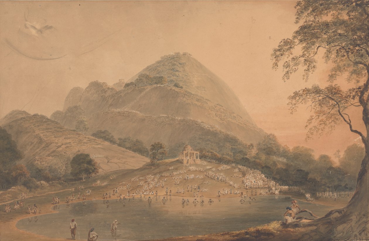 Roční letovisko Hindoos do Mundar Hill poblíž Bhagulpore [Bhagalpur] od Samuel Davis