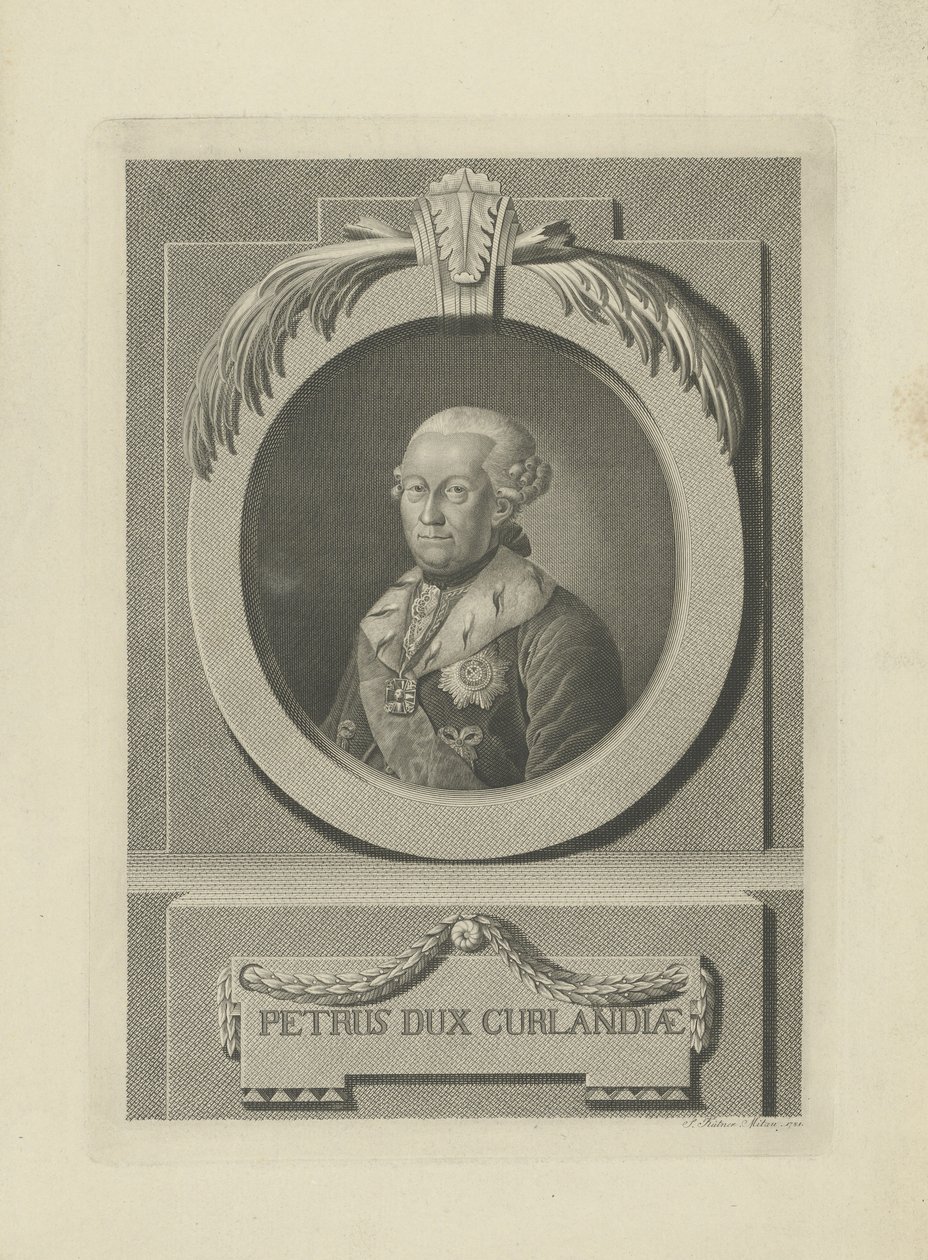 Peter von Biron 1724-1800, vévoda z Courland a Semigallia, 1781. od Samuel Gottlieb Kuetner