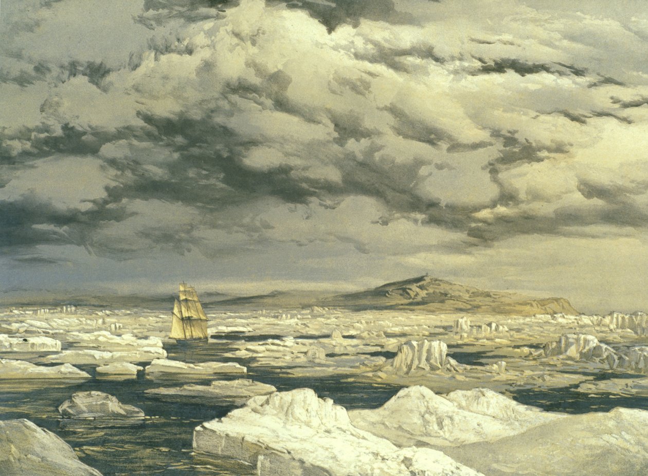 První objev země HMS Investigator, 6. září 1850, vyryl E. Walker, 1854 od Samuel Gurney Cresswell