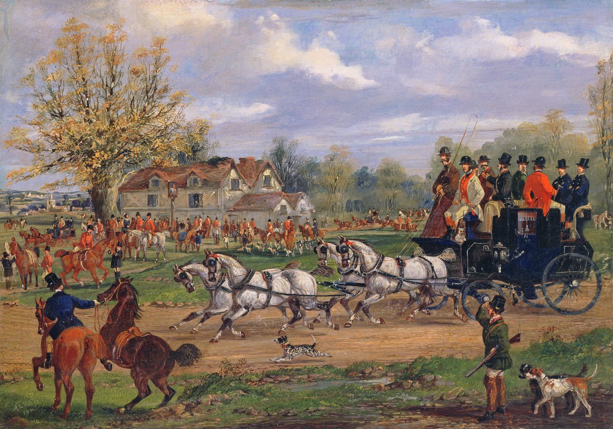 Stage Coach absolvuje setkání před hostincem, 1862 od Samuel Henry Alken