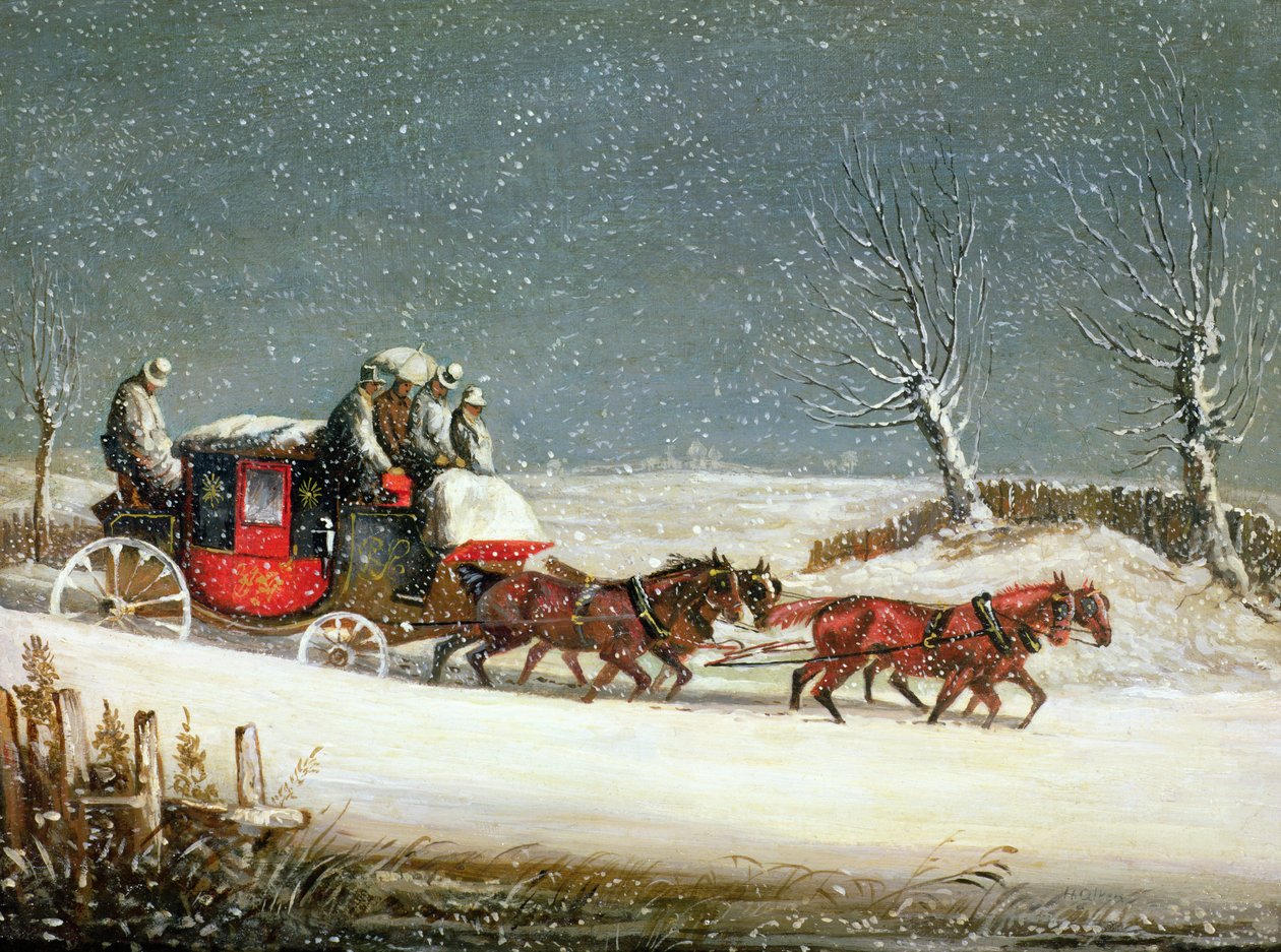 Královská pošta v hlubokém sněhu (olej na panelu) od Samuel Henry Alken