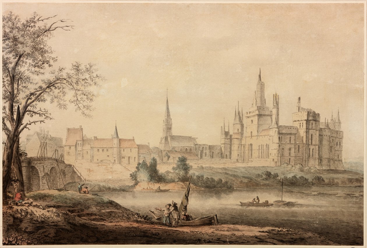 Francouzský zámek, 1770 (pero a inkoust a wc na papíře) od Samuel Hieronymous Grimm