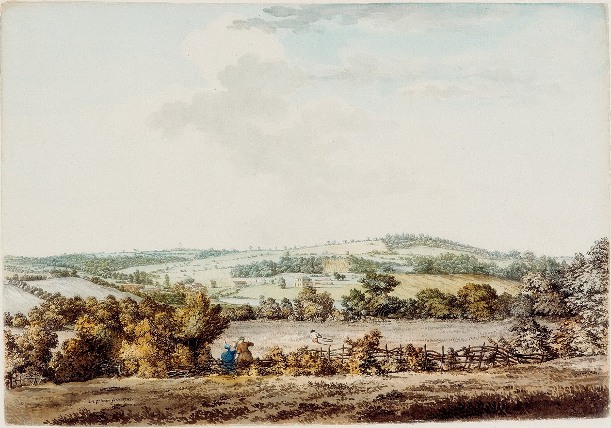 The Old House at the Grange and Barber Wood, 1787 (pero a inkoust a wc na papíře) od Samuel Hieronymous Grimm
