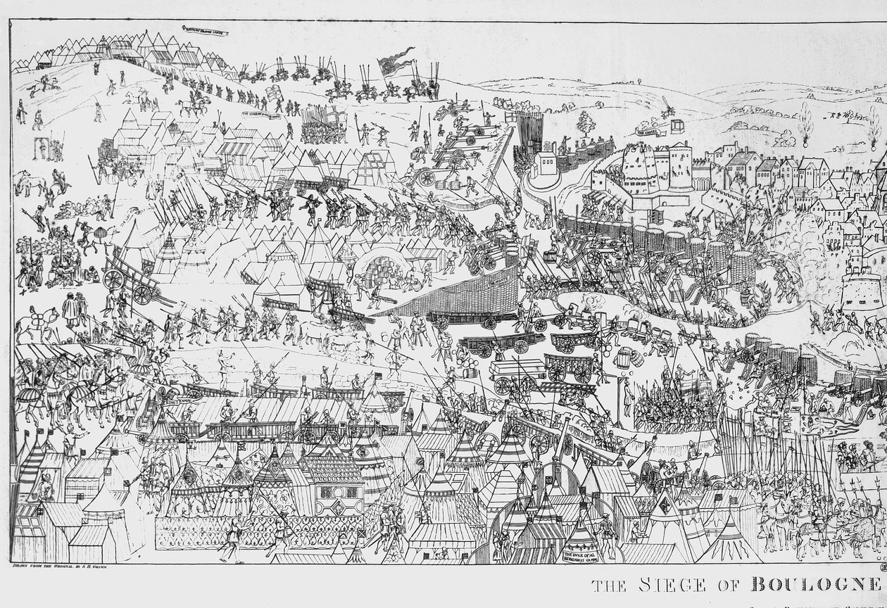 Obléhání Boulogne králem Jindřichem VIII. (1491-1547) v roce 1544, vyryl James Basire, 1788 (viz také 106603) od Samuel Hieronymous Grimm