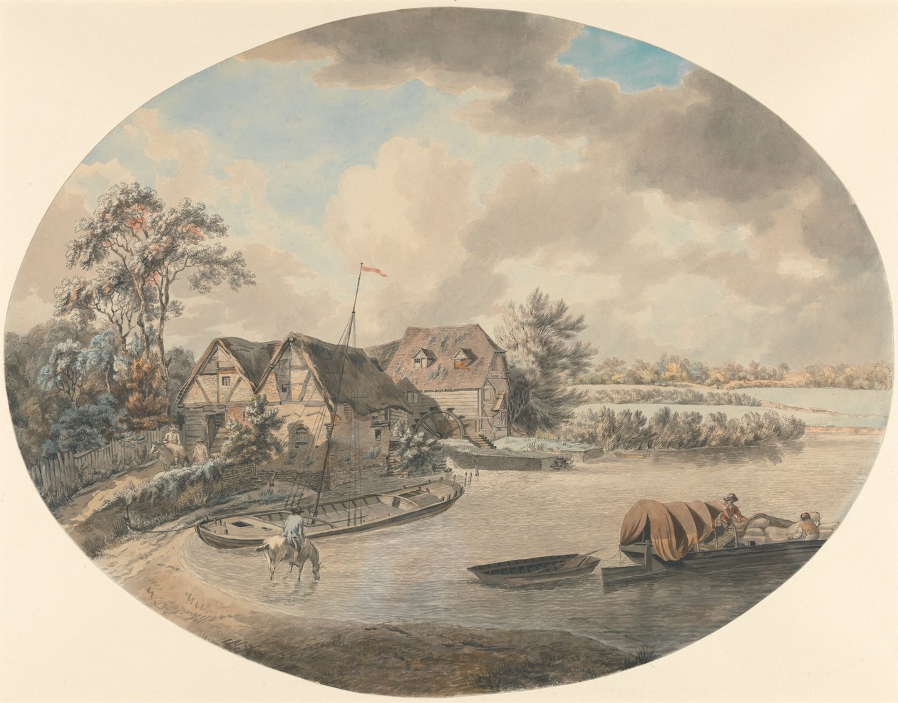 Mill on the Avon, Pershore, Worcestershire od Samuel Hieronymus Grimm