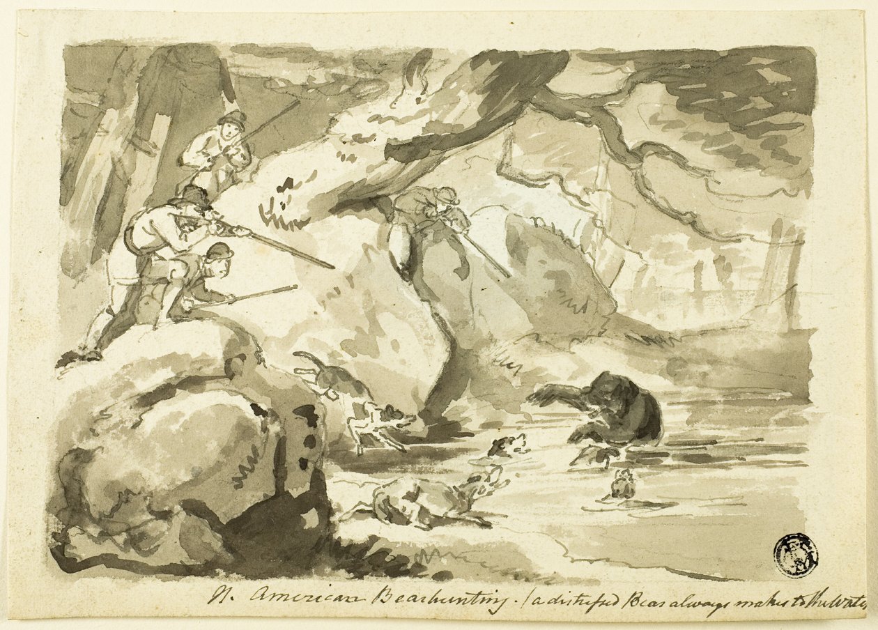 severoamerický lov medvědů (recto); Shell (verze) od Samuel Howett