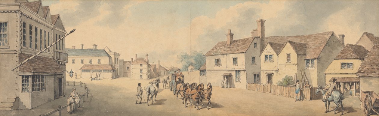 Čtyřspřežný kočár projíždějící Chippenhamem v hrabství Wiltshire od Samuel Howitt