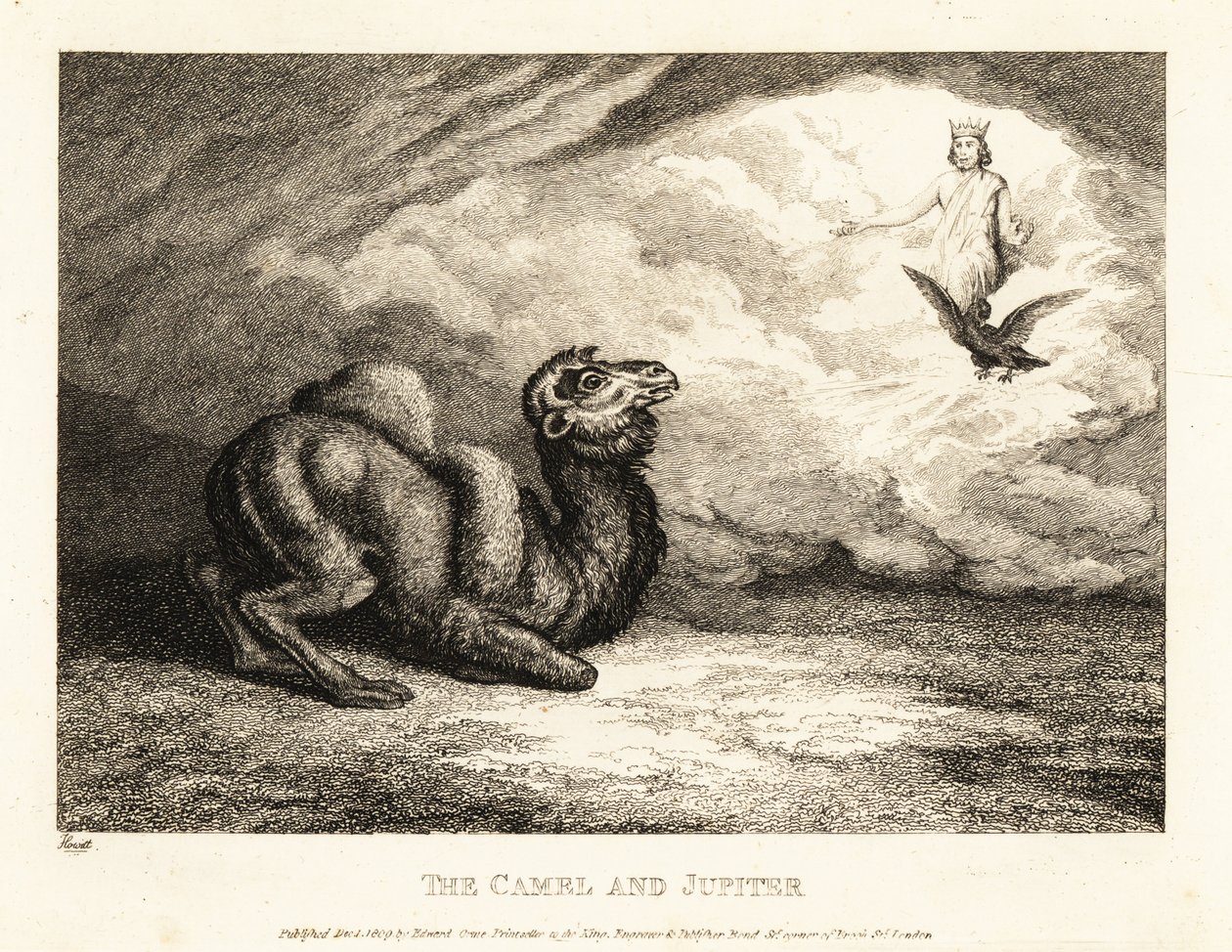 Velbloud prosí Jupitera o rohy. 1811 (lept) od Samuel Howitt
