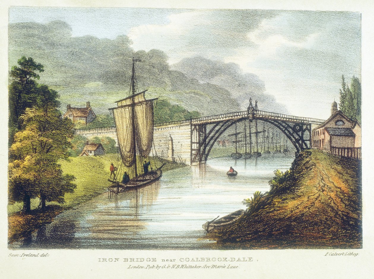 Železný most přes řeku Severn v Ironbridge, Coalbrookdale, Anglie, postavený 1779 1795 od Samuel Ireland