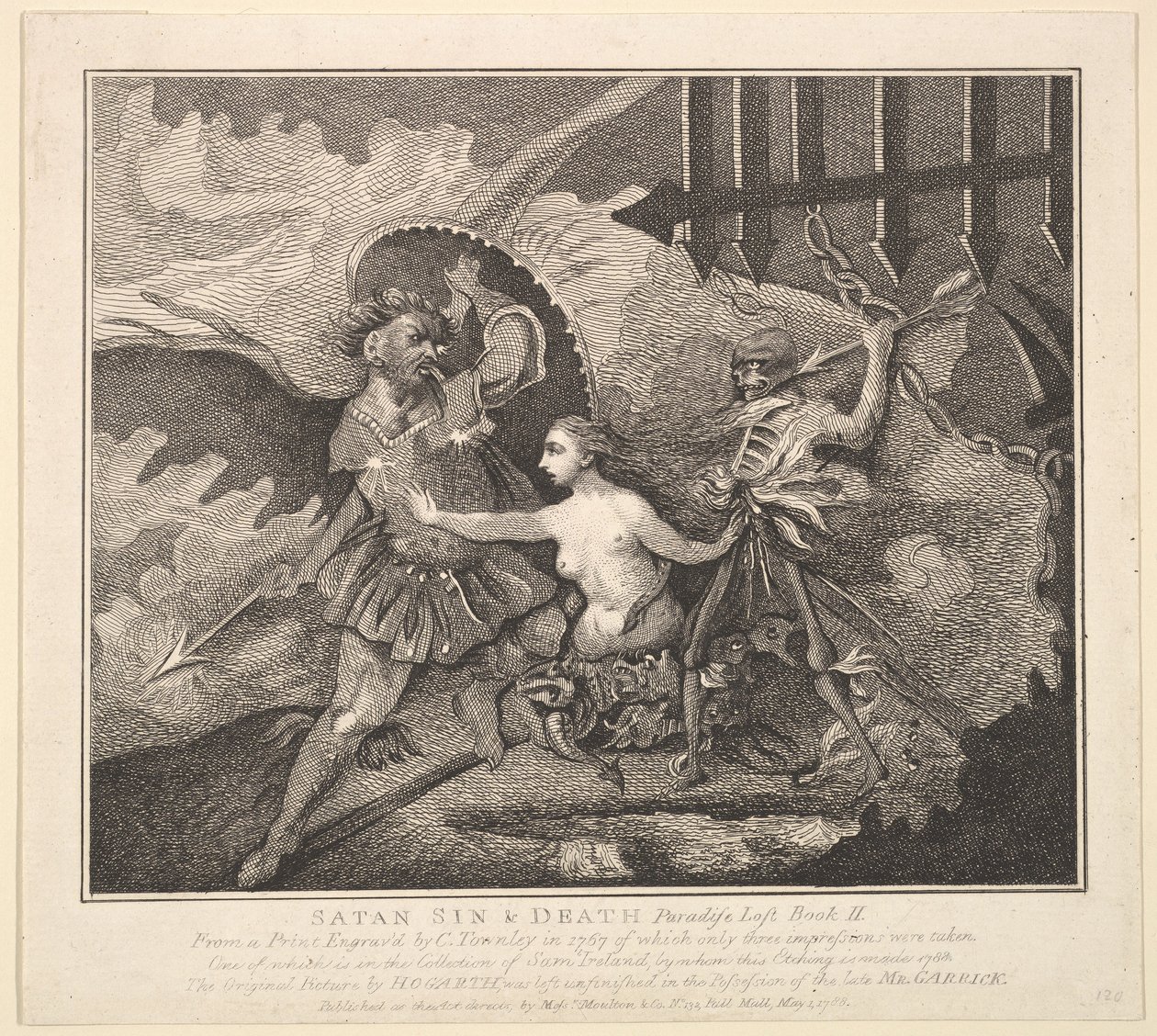 Satan, hřích a smrt Ztracený ráj, kniha II, 1. května 1788. od Samuel Ireland