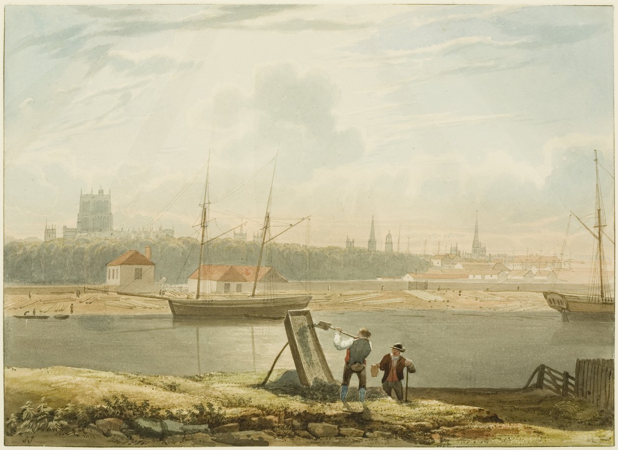 Pohled přes plovoucí přístav, cca 1825 (tužka a akvarel na papíře) od Samuel Jackson