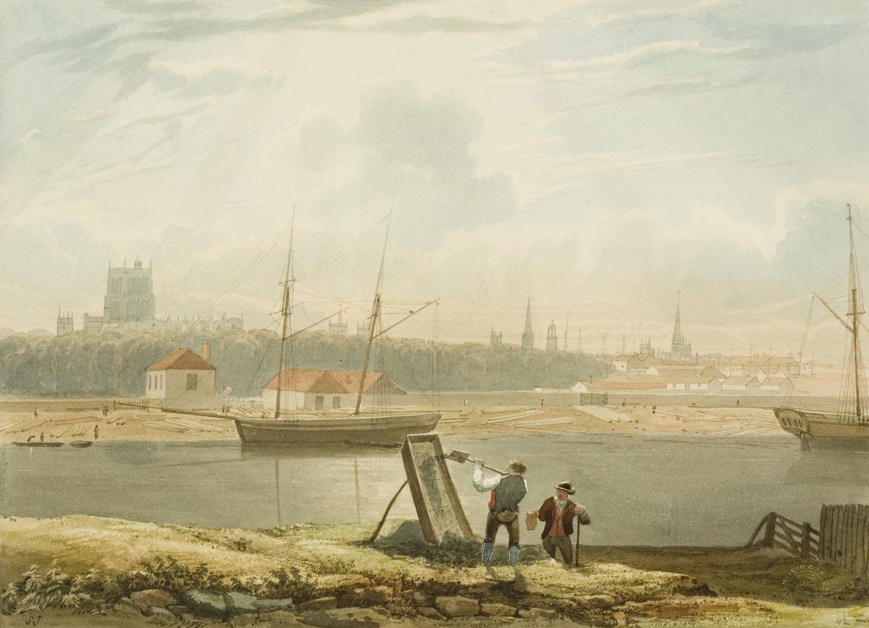Pohled přes plovoucí přístav s katedrálou a městskými kostely, c. 1825 od Samuel Jackson