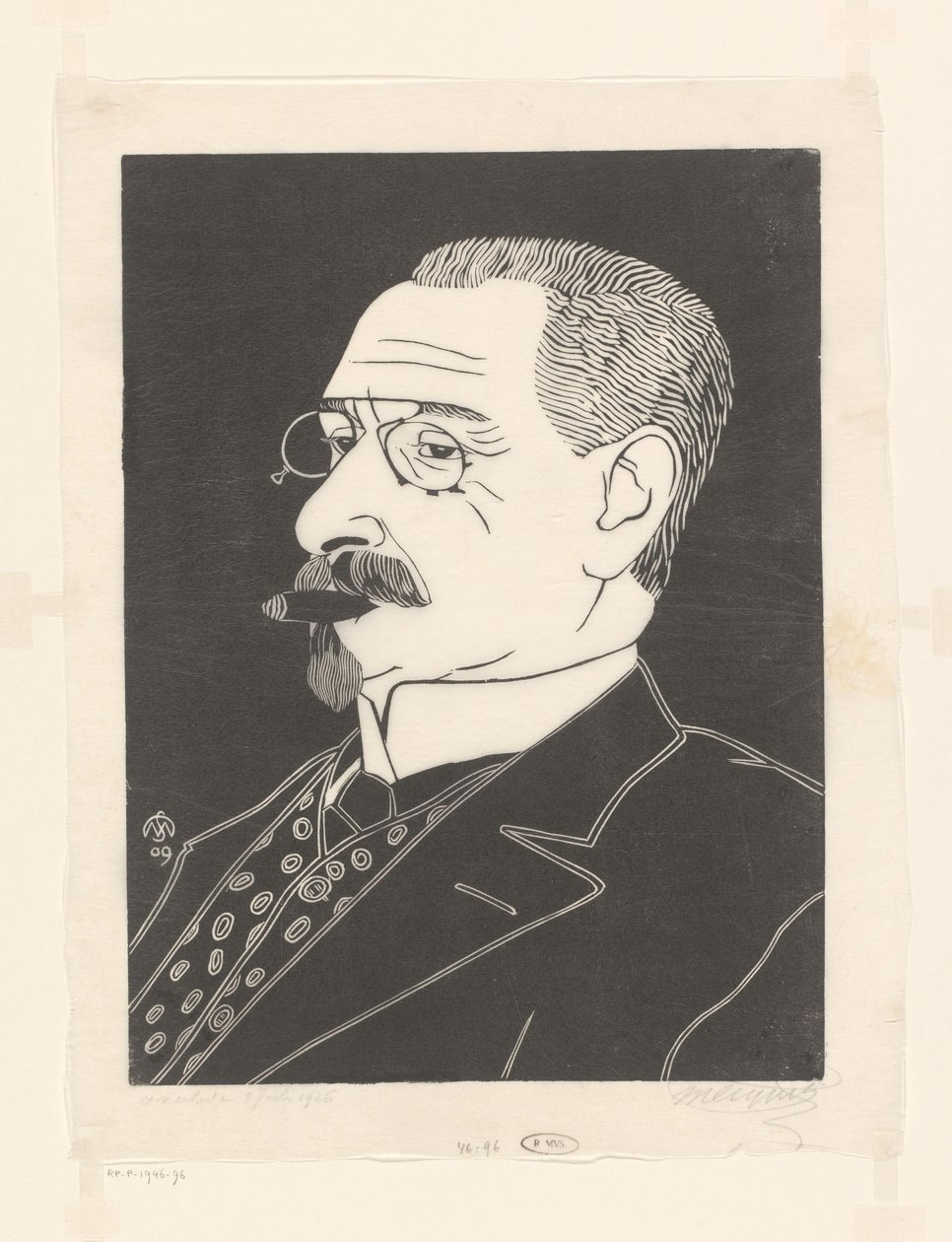 Portrét neznámého muže s doutníkem od Samuel Jessurun de Mesquita (signed by artist)