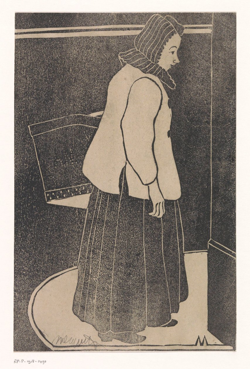 Žena s krabicí nebo košíkem od Samuel Jessurun de Mesquita (signed by artist)