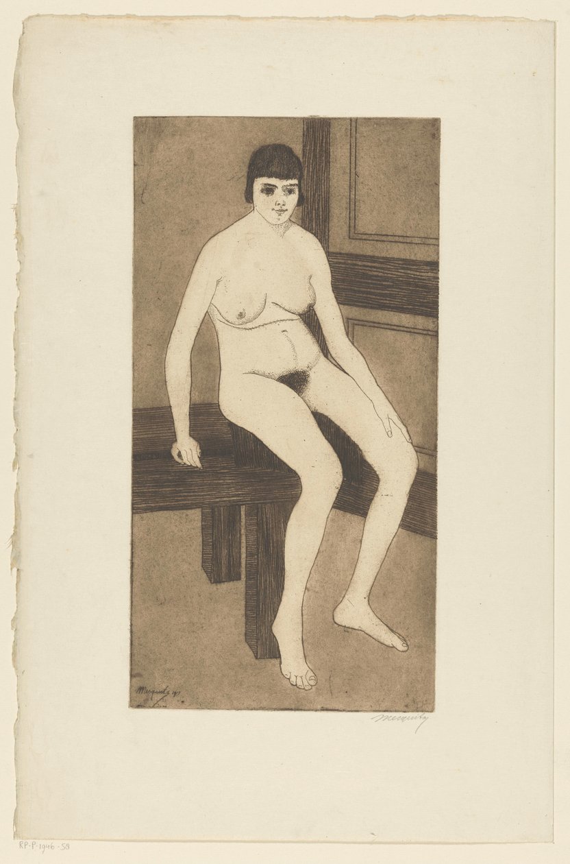 sedící nahá od Samuel Jessurun de Mesquita (signed by artist)