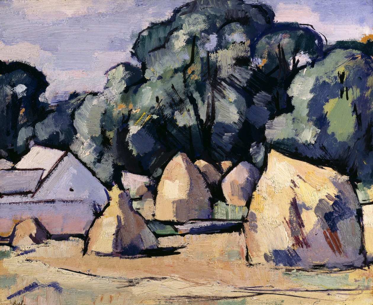 Lagganin maatilarakennukset Dalbeattien lähellä (öljy paneelissa) od Samuel John Peploe