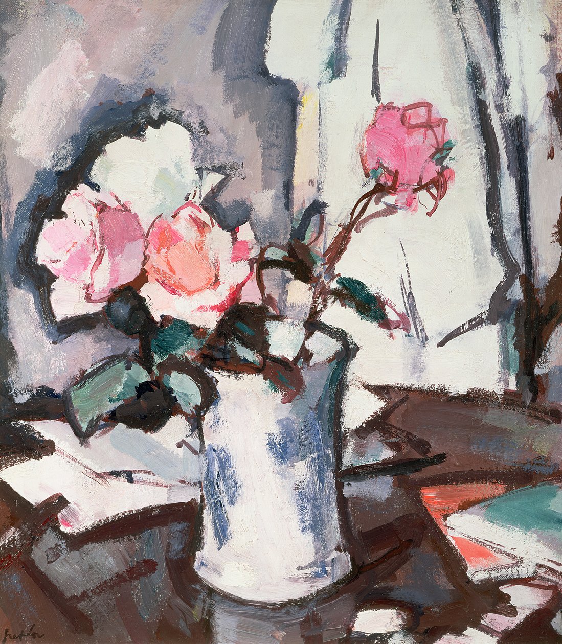 Růžové růže (olej) od Samuel John Peploe